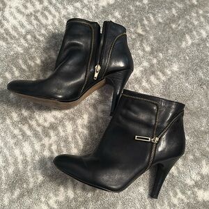 Banana Republic brass zipper heel booties